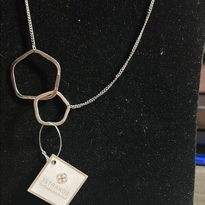 Silver Necklace- 3 Strands - interlocked rings‎